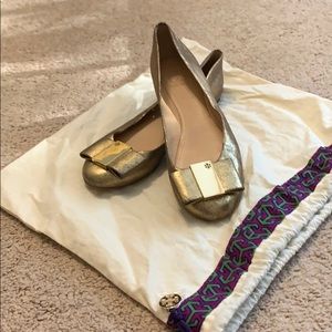 Tory Burch metallic gold flats